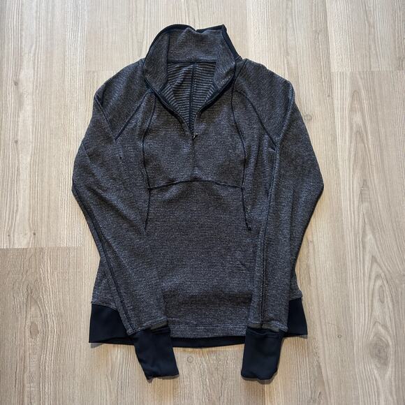 Women's Lululemon Athletic Black Stretch Pullover 1/4 Zip Jacket Sweatshirt Sz 6 - Picture 1 of 7